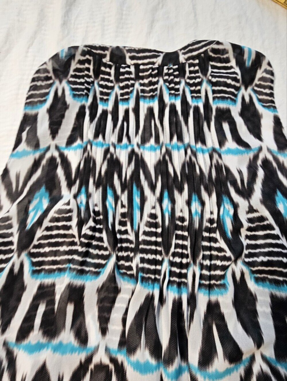 Rose & Olive Black, White & Teal Geometric Sheer Sleeveless Top Size 2X - Picture 8 of 9